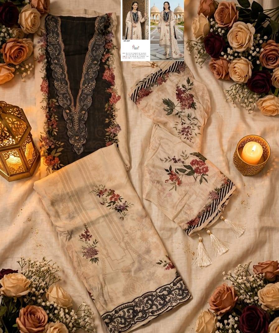 KT – 357 by shree fab A TO B SERIES Pakistani Stylish Embroidered PURE SATIN viscose Dresses At Wholesale Price